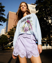 Load image into Gallery viewer, Lilac Geometric Richelieu Twill Belted Shorts