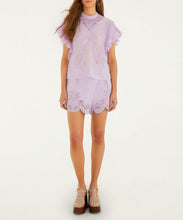 Load image into Gallery viewer, Lilac Geometric Richelieu Twill Belted Shorts