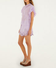 Load image into Gallery viewer, Lilac Geometric Richelieu Twill Belted Shorts