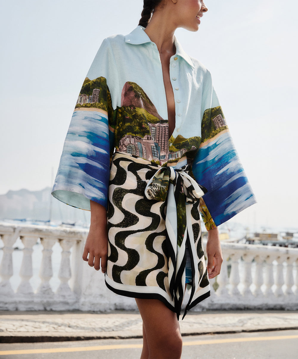 Copacabana Beach Multicolor Long Sleeve Kimono