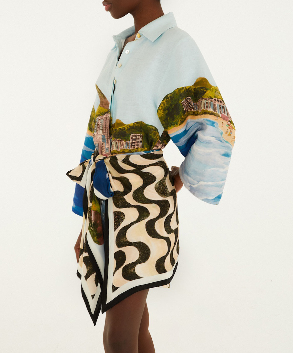 Copacabana Beach Multicolor Long Sleeve Kimono