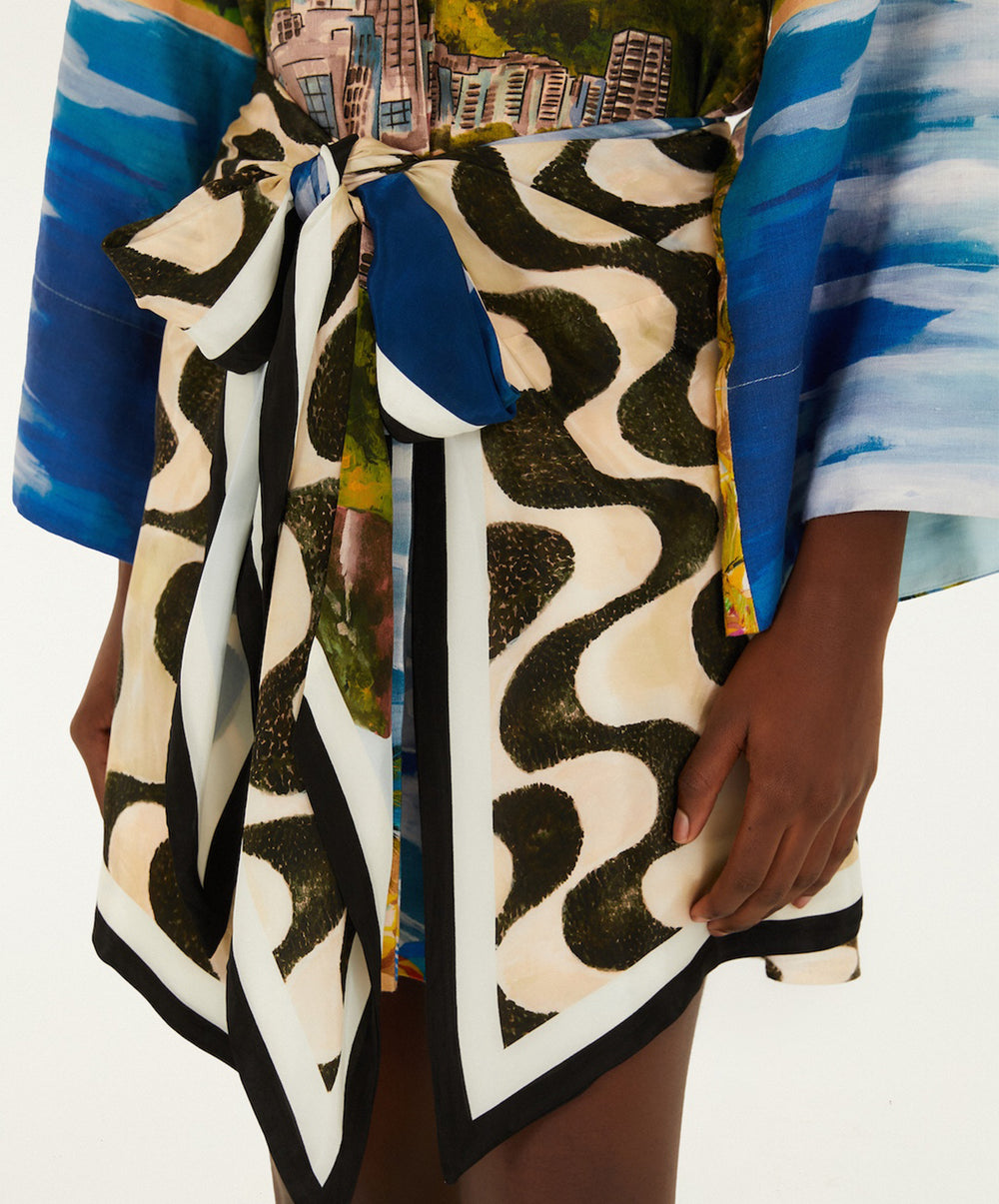 Copacabana Beach Multicolor Long Sleeve Kimono