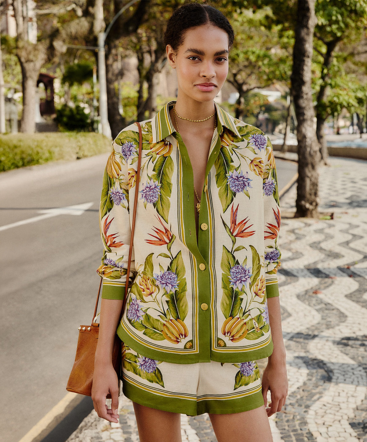 Tropical Scarf Sand Shirt
