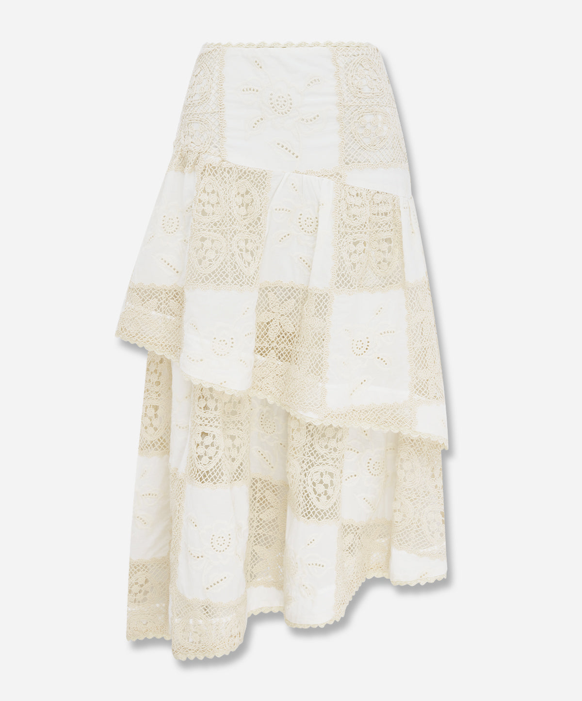 Off-White Scarf Eyelet Layered Maxi Skirt