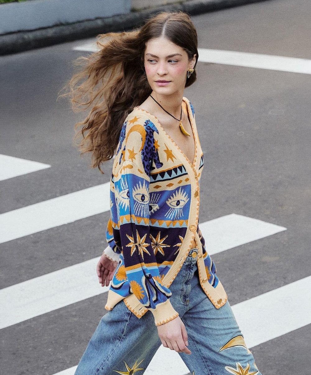 Mixed Mystical Ainika Buttoned Knit Cardigan