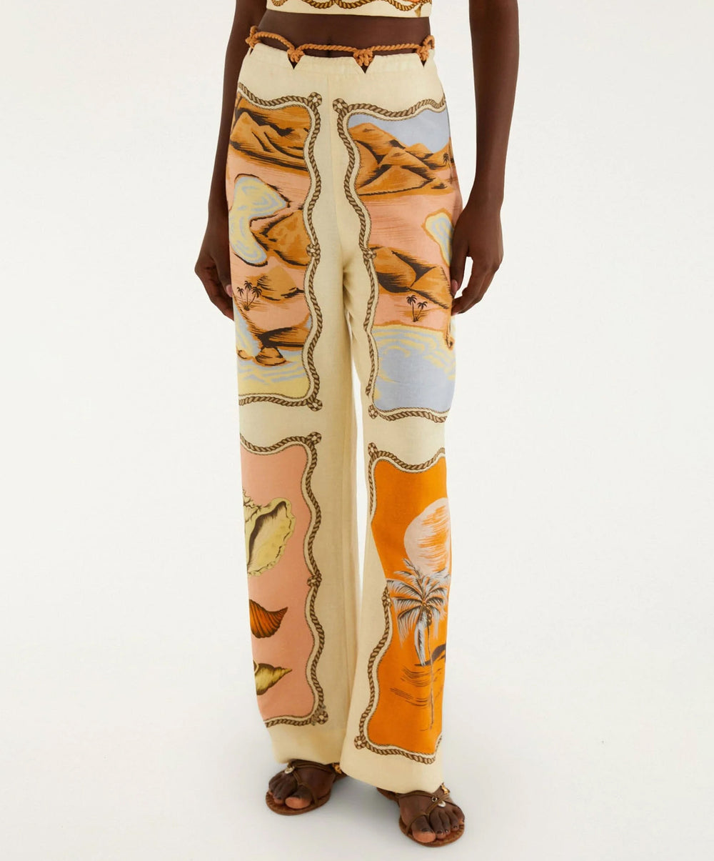 Multicolor Rio Souvenir Scarves Rope Detail Pants