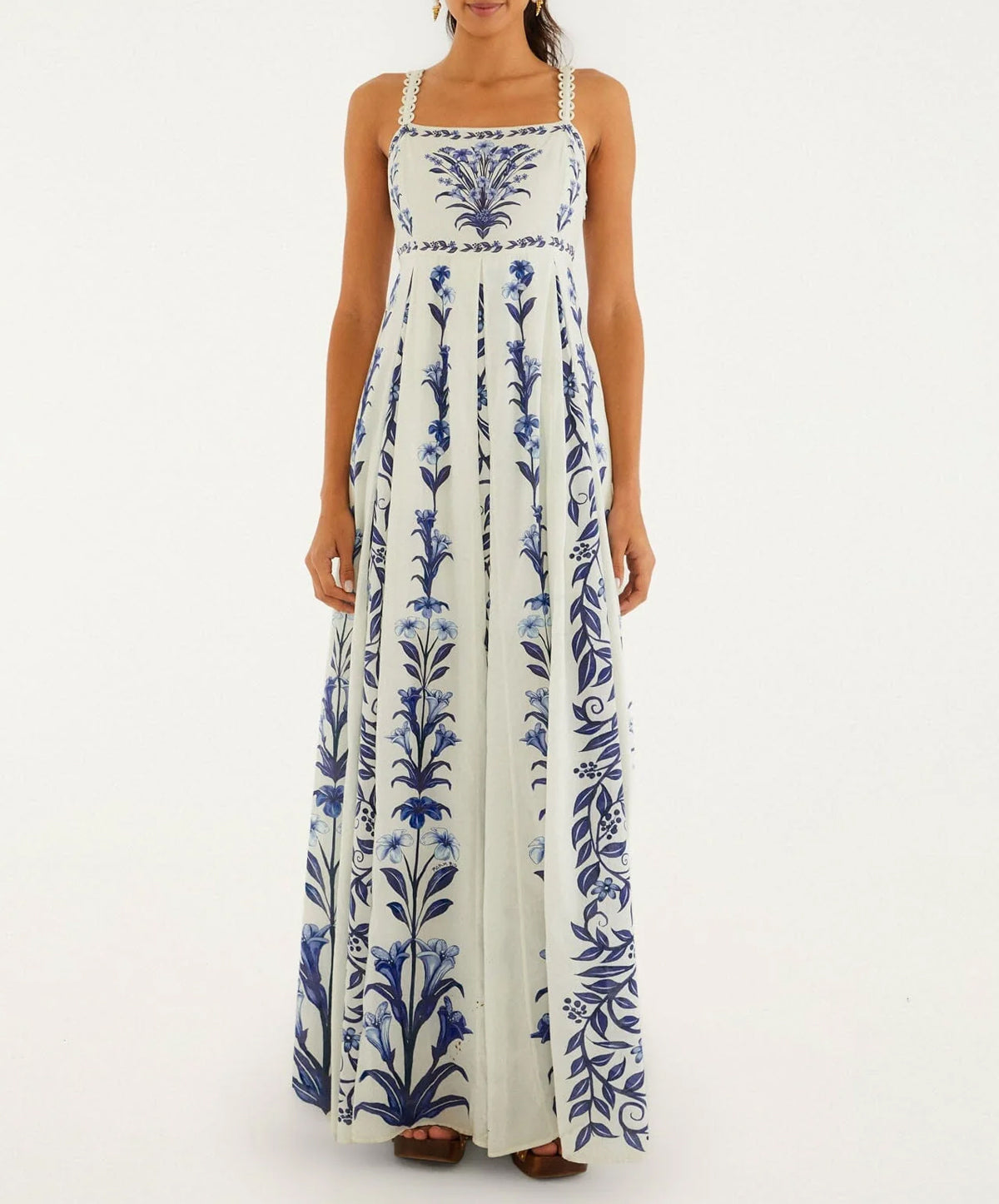 Off-White Flowers Arch Pleats Maxi Dress