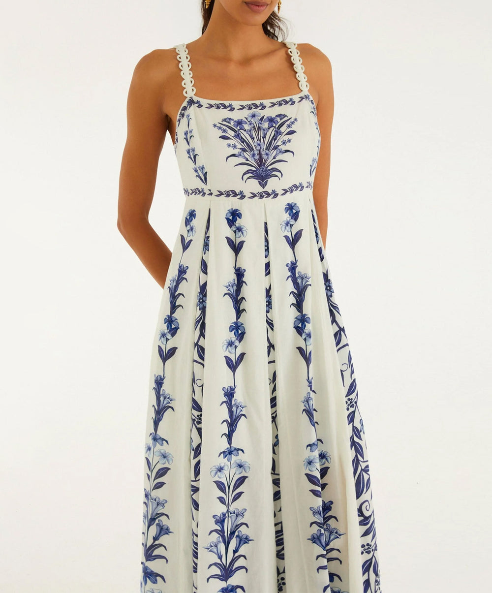 Off-White Flowers Arch Pleats Maxi Dress