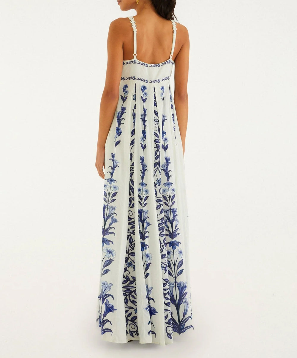 Off-White Flowers Arch Pleats Maxi Dress