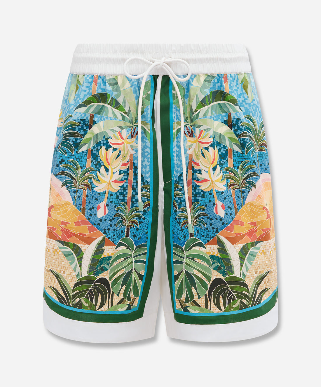 Multicolor Rio Mosaic Drawstring Pockets Shorts