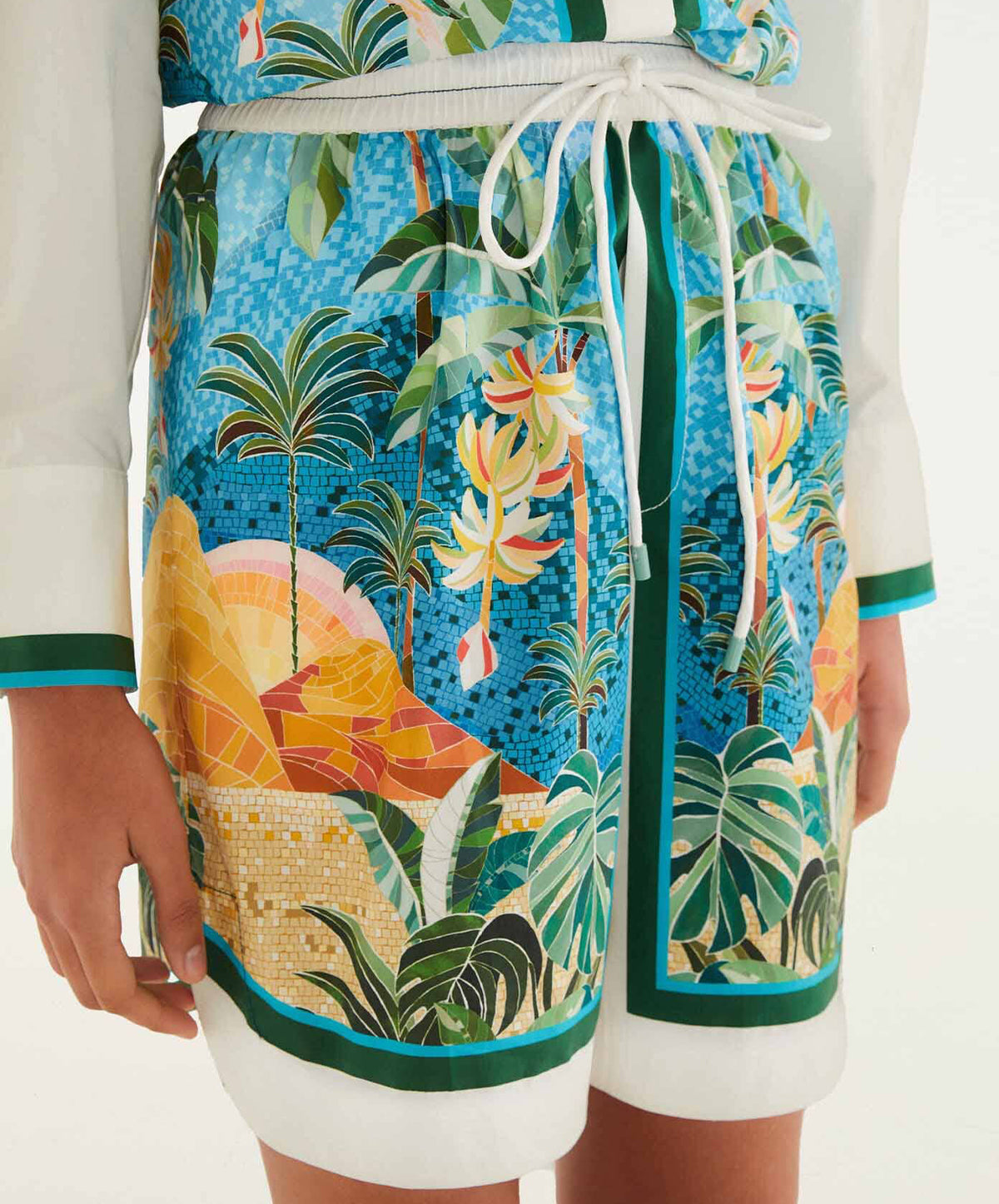 Multicolor Rio Mosaic Drawstring Pockets Shorts