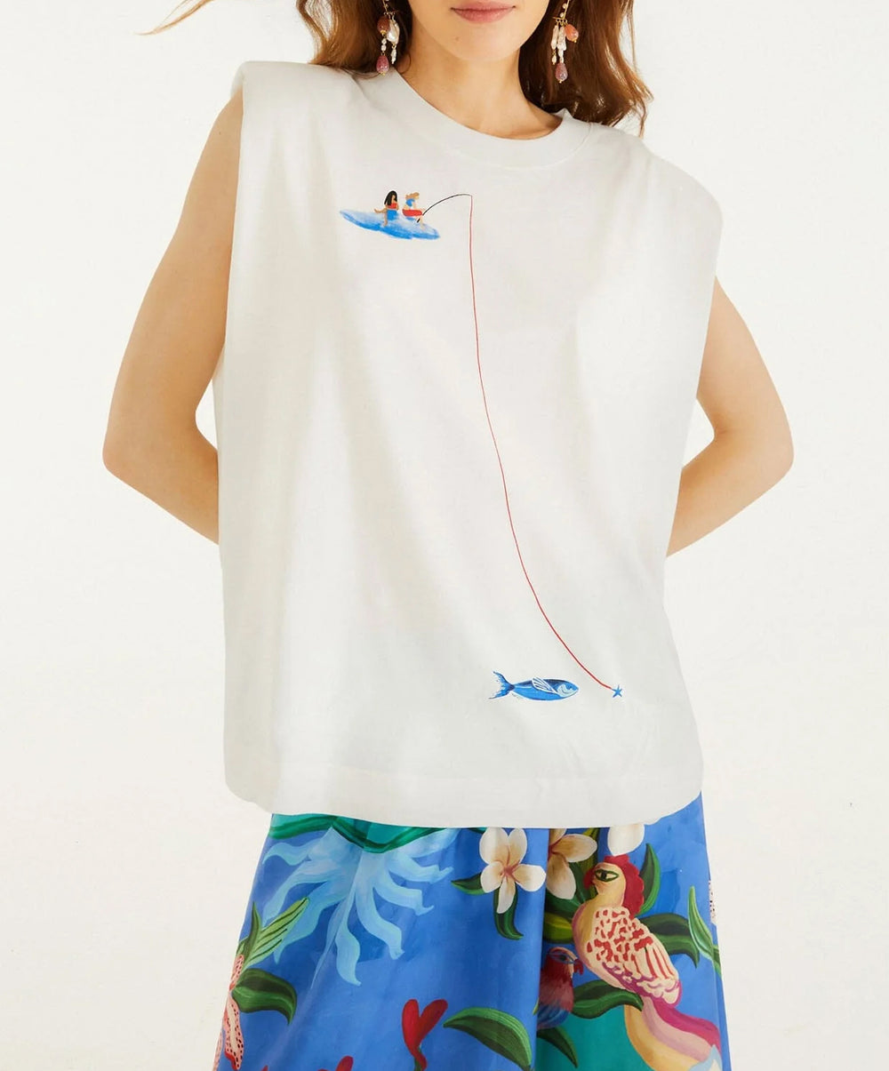 Off-White Fishing Dreams Padded Shoulder T-Shirt