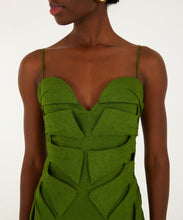 Load image into Gallery viewer, Green Monstera Leaf Sleeveless Euroflax™ Premium Linen Maxi Dress