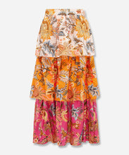 Load image into Gallery viewer, Multicolor Ligia Floral Mix Layered Midi Skirt