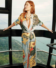 Load image into Gallery viewer, Multicolor Beaches Path Collared Buttoned Maxi Dress