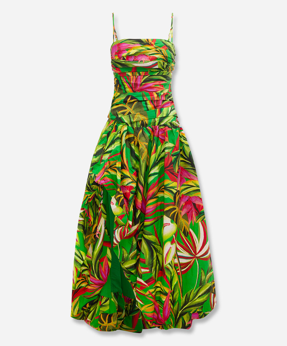 Green Tropical Dream Draped Maxi Dress