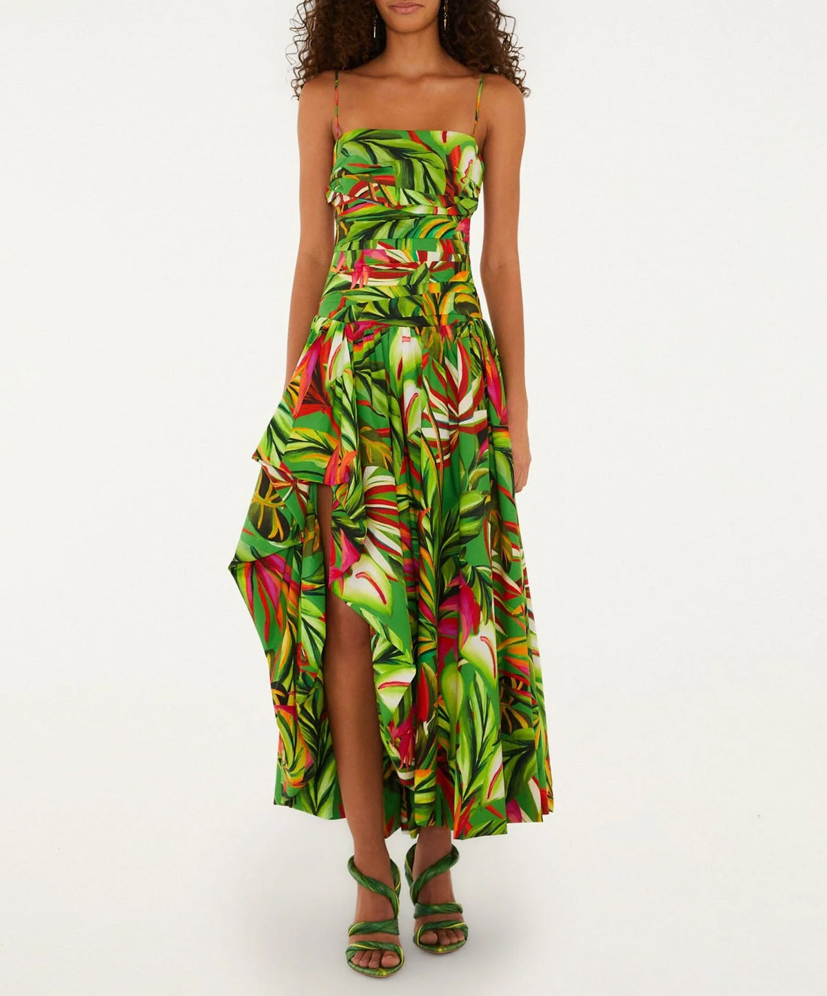 Green Tropical Dream Draped Maxi Dress