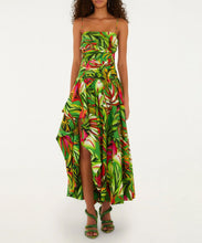 Load image into Gallery viewer, Green Tropical Dream Draped Maxi Dress