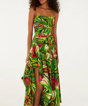 Load image into Gallery viewer, Green Tropical Dream Draped Maxi Dress