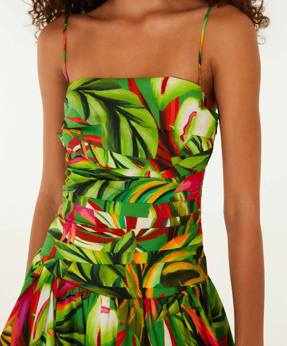 Green Tropical Dream Draped Maxi Dress