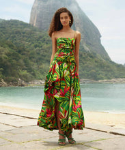 Load image into Gallery viewer, Green Tropical Dream Draped Maxi Dress