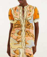Load image into Gallery viewer, Multicolor Rio Souvenir Scarves Puff Sleeve Blouse