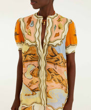 Load image into Gallery viewer, Multicolor Rio Souvenir Scarves Puff Sleeve Blouse