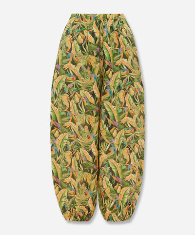 Green Forest Parrots Pockets Balloon Pants