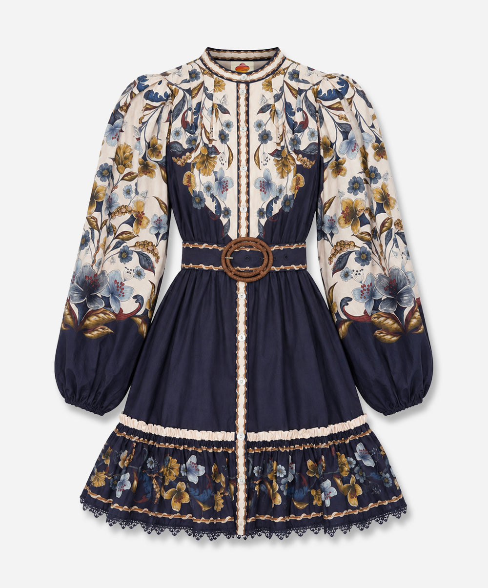Golden Nature Navy Blue Mini Dress