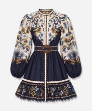 Load image into Gallery viewer, Golden Nature Navy Blue Mini Dress