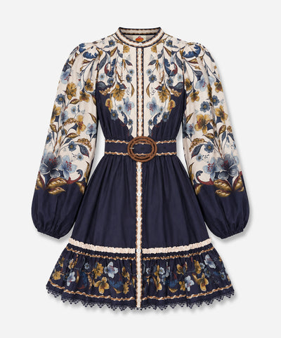 Golden Nature Navy Blue Mini Dress