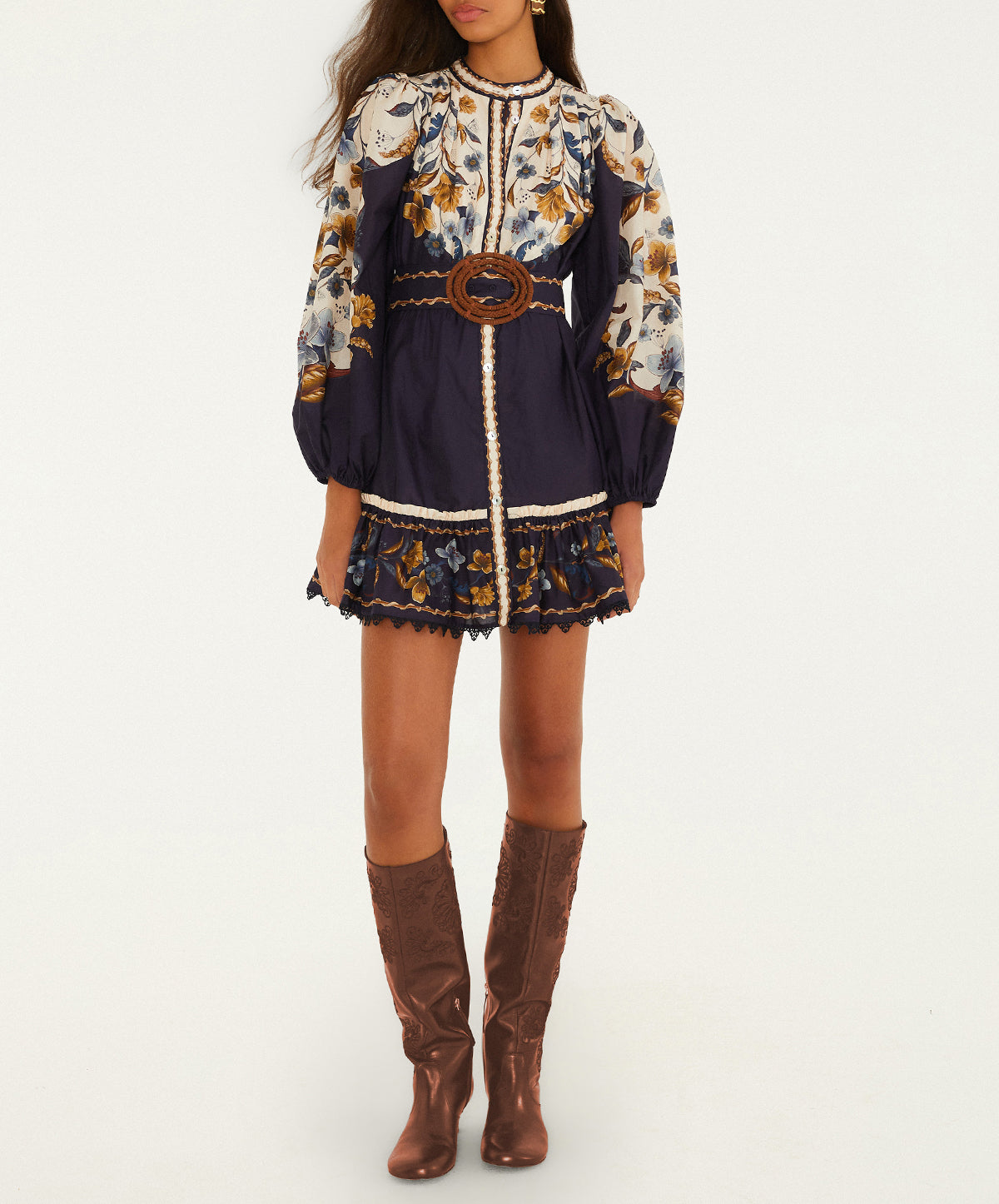 Golden Nature Navy Blue Mini Dress