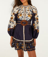 Load image into Gallery viewer, Golden Nature Navy Blue Mini Dress