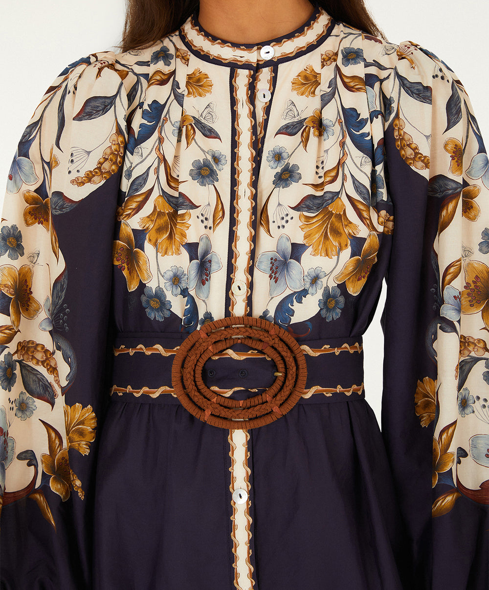 Golden Nature Navy Blue Mini Dress