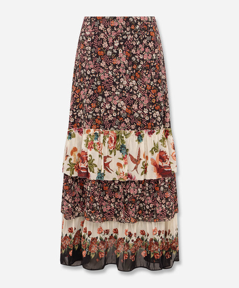 Tiny Garden Black Mix Maxi Skirt
