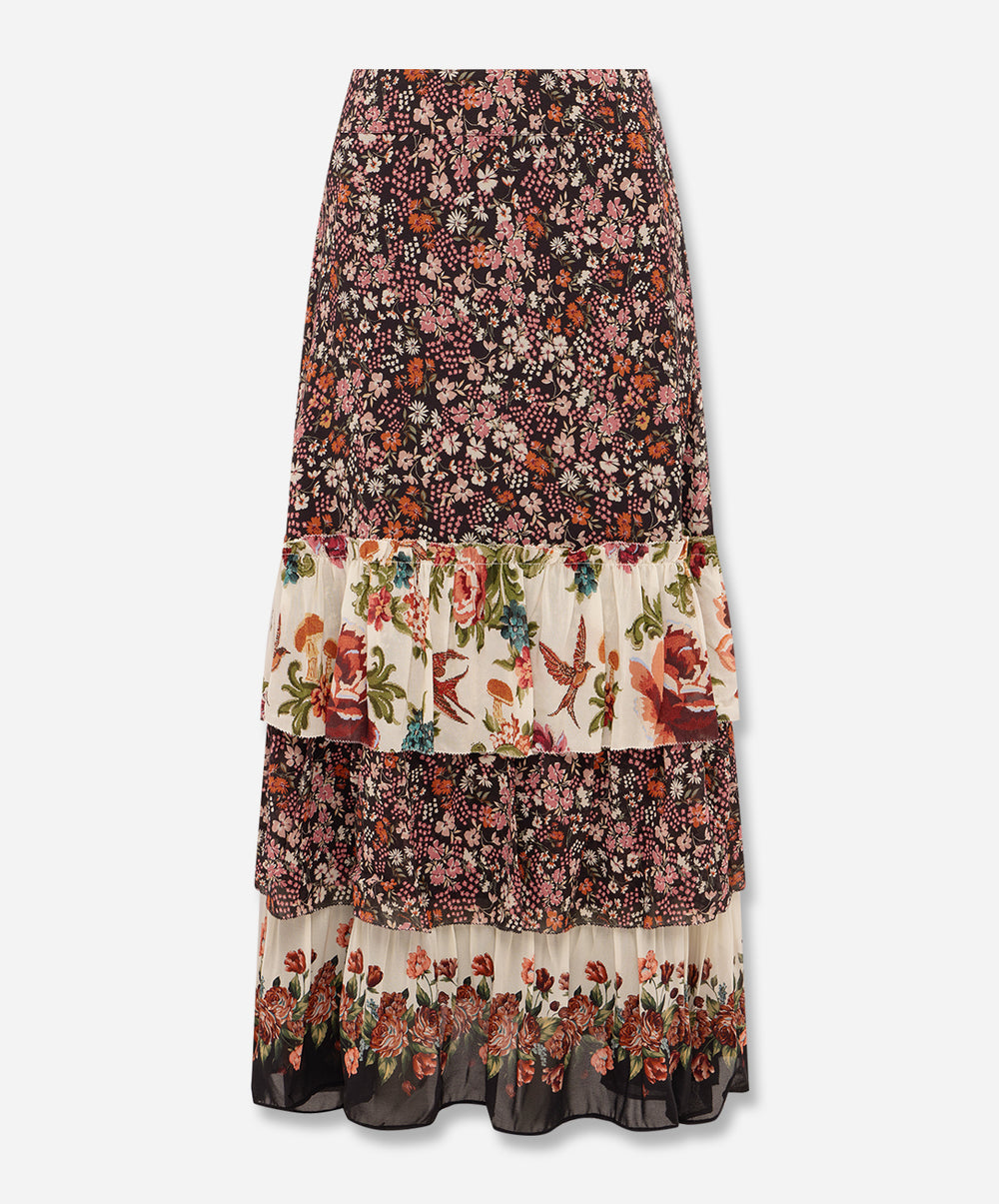 Tiny Garden Black Mix Maxi Skirt