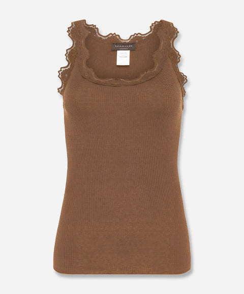 Babette Silk Sleeveless U-Neck Lace Top