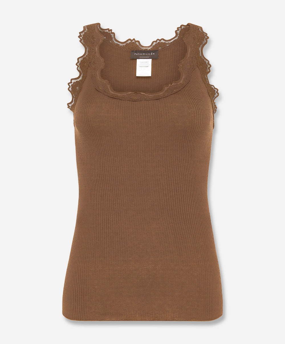 Babette Silk Sleeveless U-Neck Lace Top