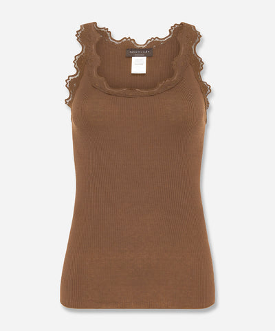 Babette Silk Sleeveless U-Neck Lace Top