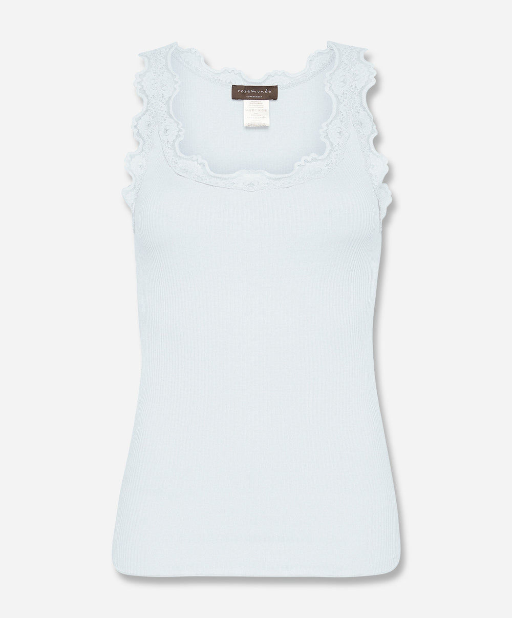 Babette Silk Sleeveless U-Neck Lace Top