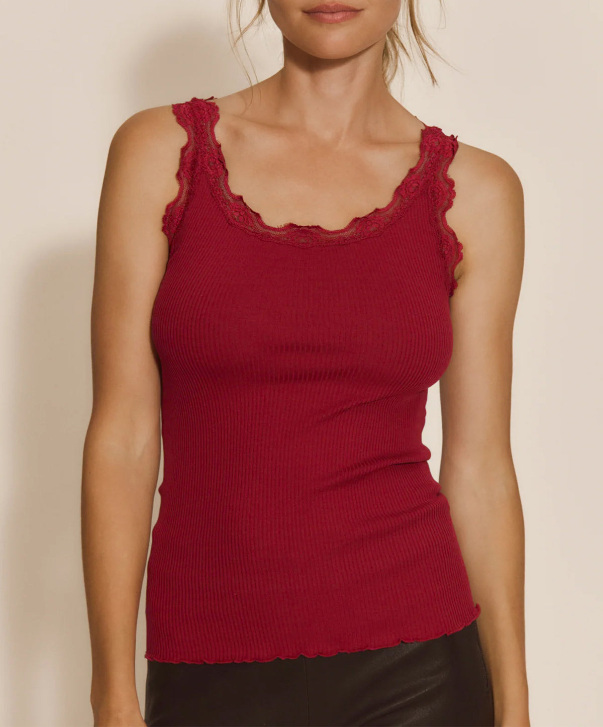 Babette Silk Sleeveless U-Neck Lace Top