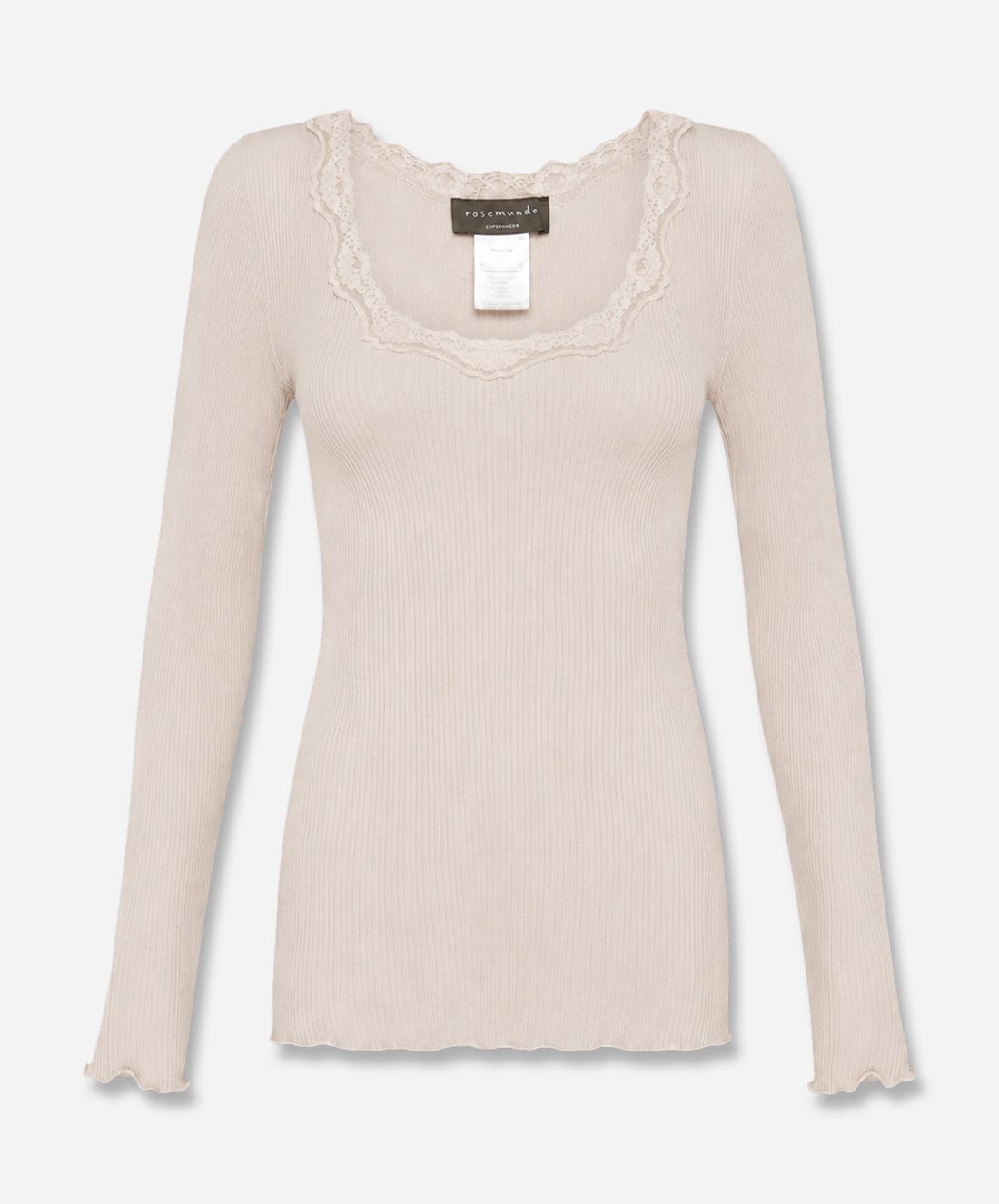Babette Silk Long Sleeve U-Neck Lace T-Shirt