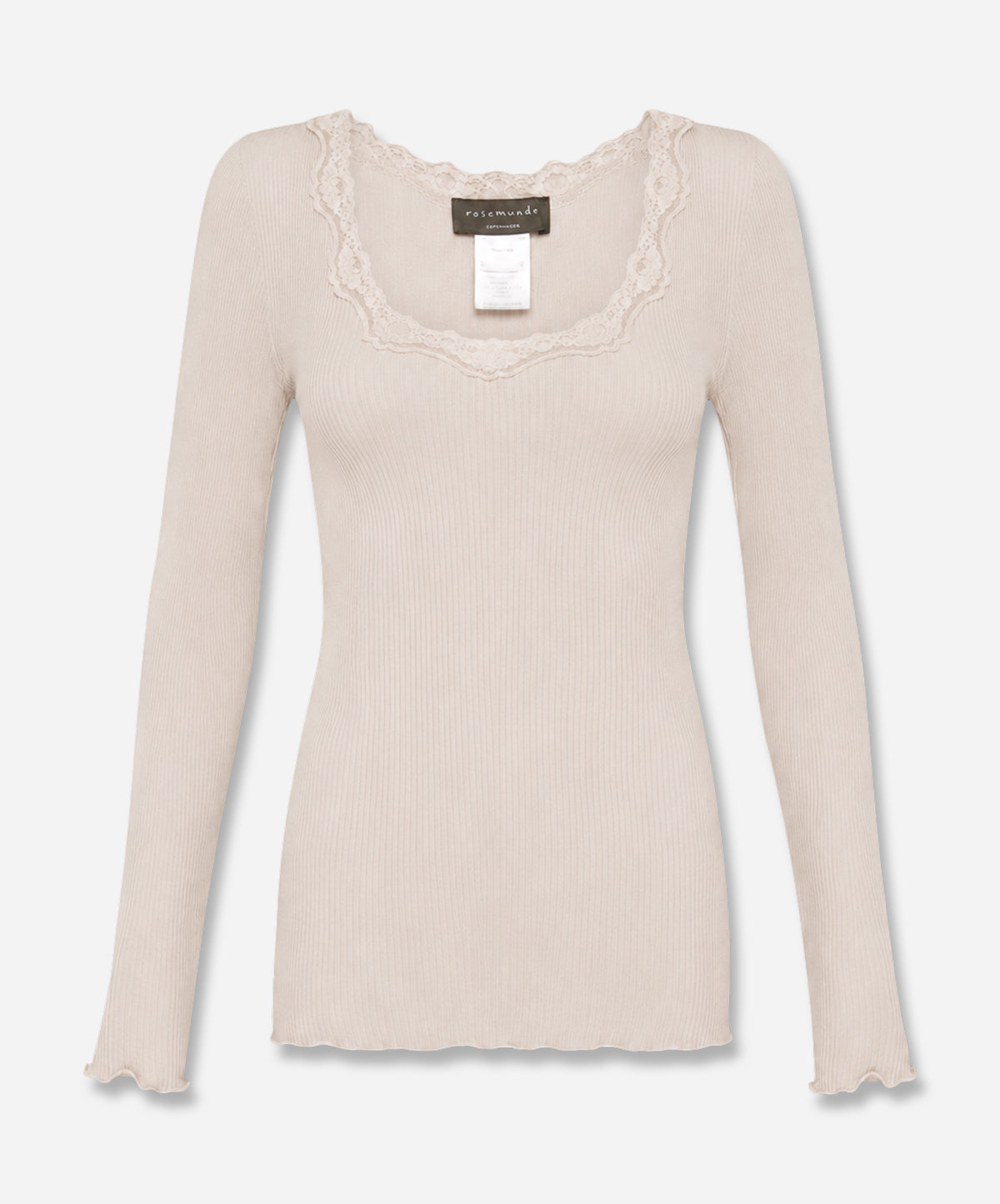 Babette Silk Long Sleeve U-Neck Lace T-Shirt