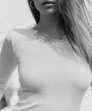 Load image into Gallery viewer, Babette Silk Long Sleeve U-Neck Lace T-Shirt