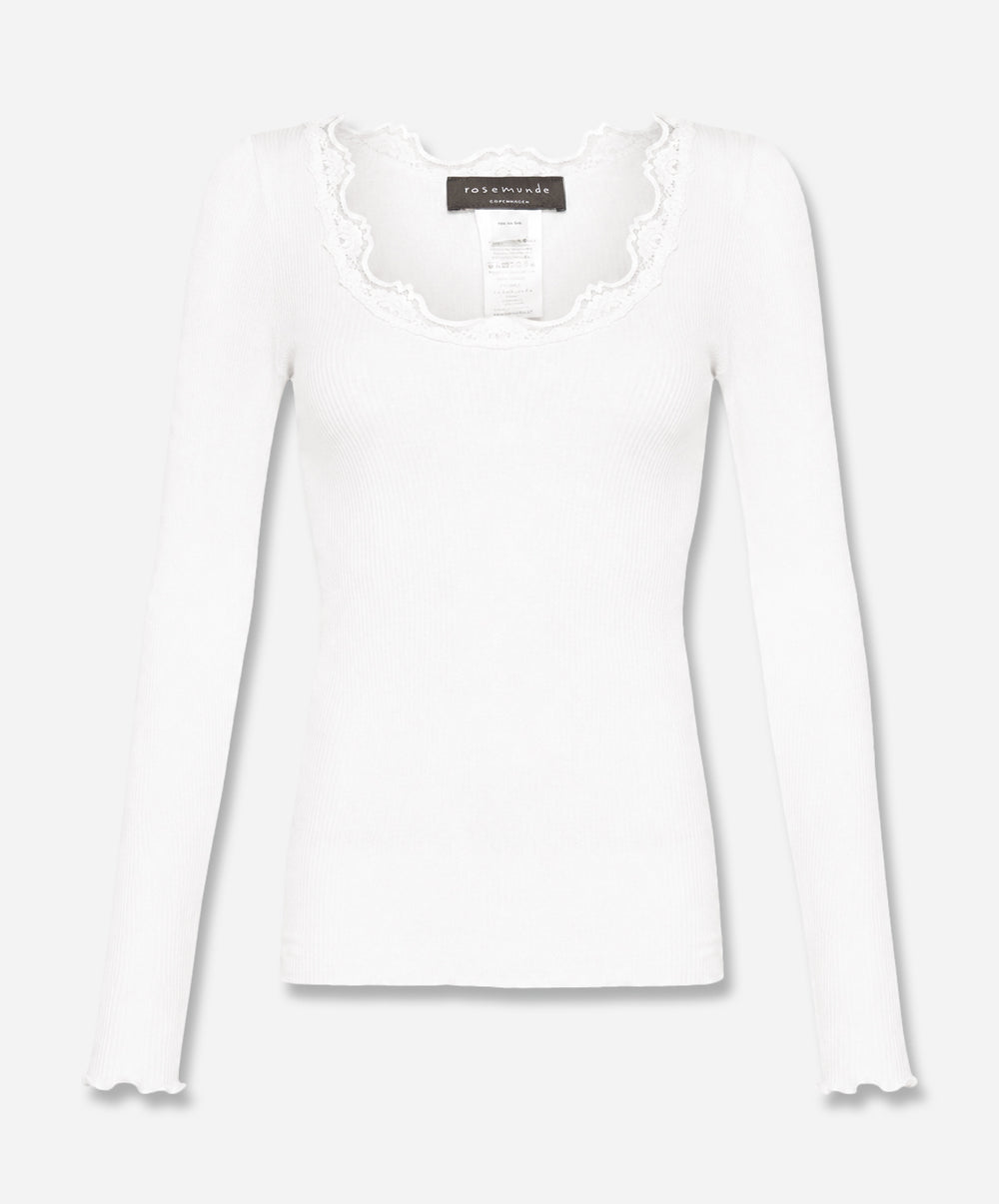 Babette Silk Long Sleeve U-Neck Lace T-Shirt