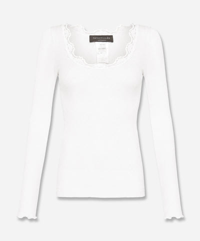 Babette Silk Long Sleeve U-Neck Lace T-Shirt