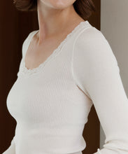 Load image into Gallery viewer, Babette Silk Long Sleeve U-Neck Lace T-Shirt