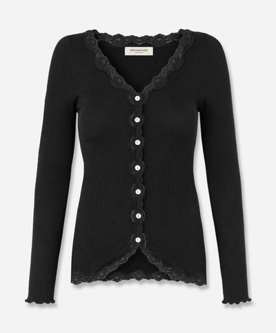 Babette Silk Long Sleeve V-Neck Lace Cardigan
