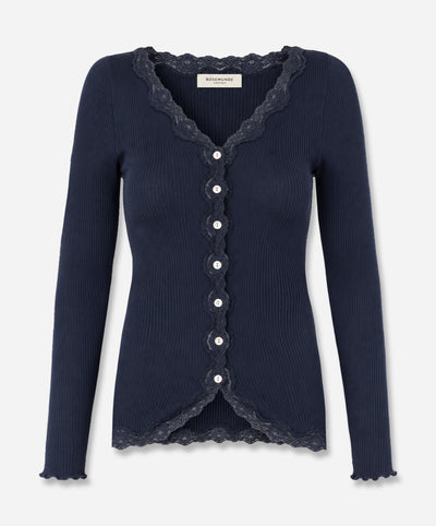 Babette Silk Long Sleeve V-Neck Lace Cardigan