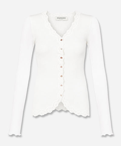 Babette Silk Long Sleeve V-Neck Lace Cardigan